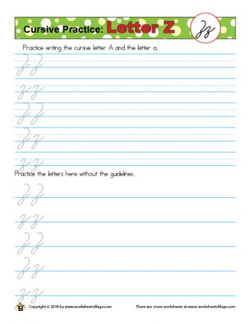 A worksheet to practice cursive writing