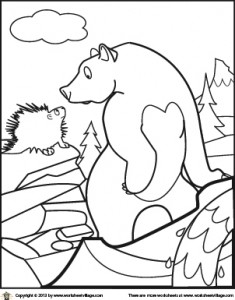 Color the bear and porcupine