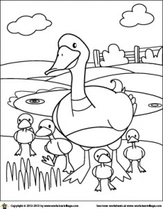 Duck Coloring Page – Worksheet Village