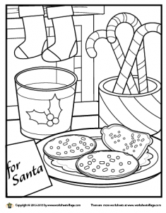 Milk and Cookies for Santa Coloring Page