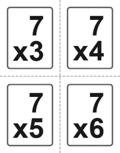 Flash cards for multiplication