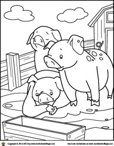 Pigs Coloring Page – Worksheet Village