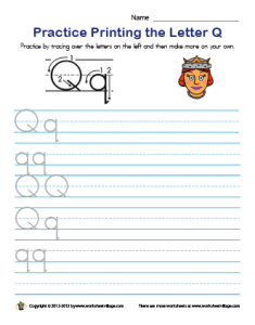 Practice Printing the Letter Q – Worksheet Village