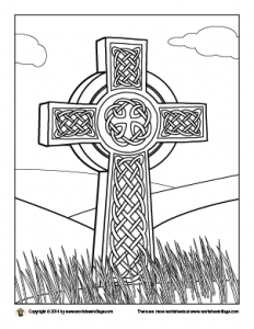 Coloring page of a celtic cross