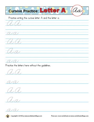 Practice Writing the Letter A – Worksheet Village