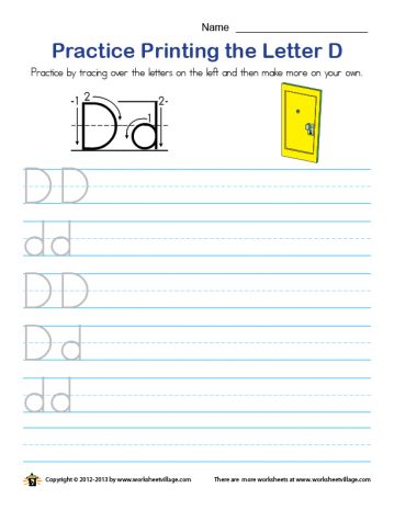 Practice Sheet letter D – Worksheet Village